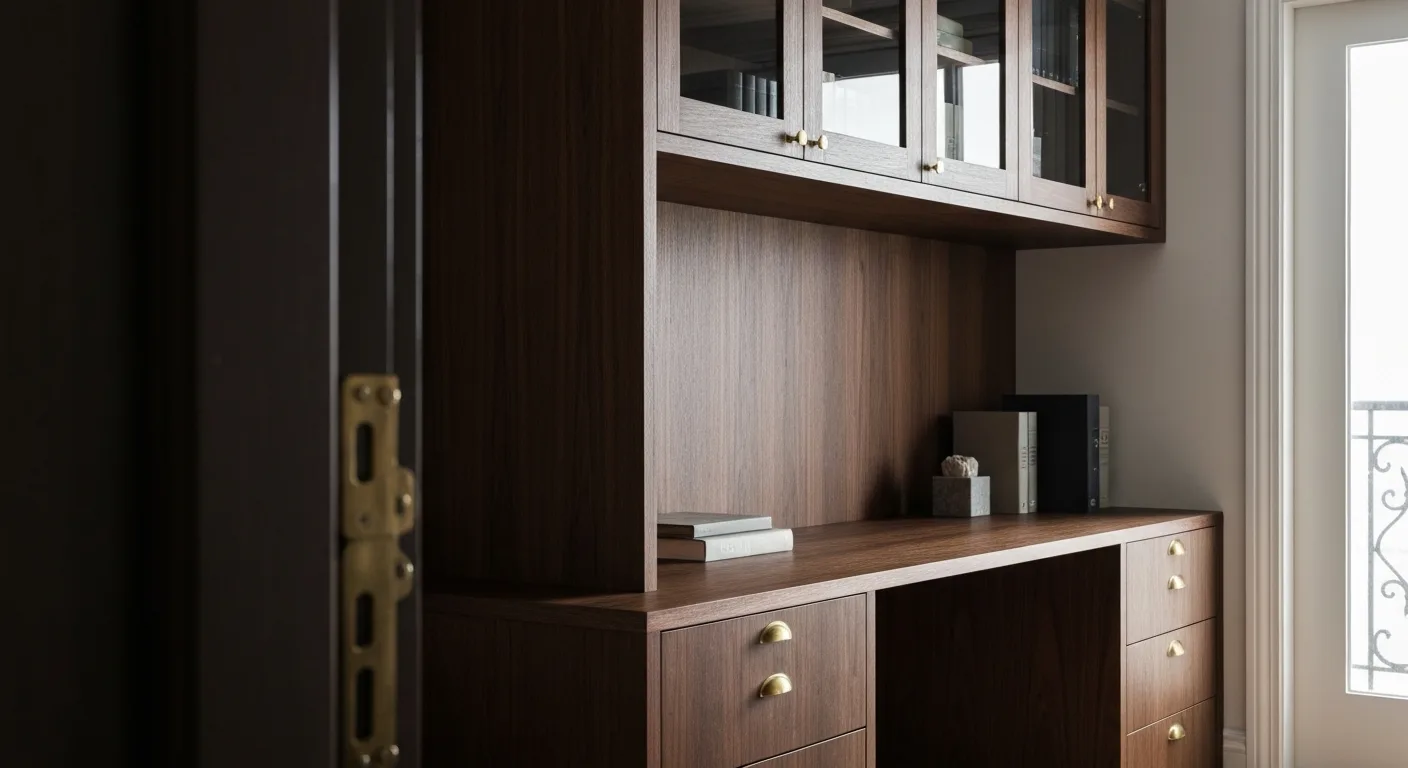 Bespoke custom storage cabinet with glass front