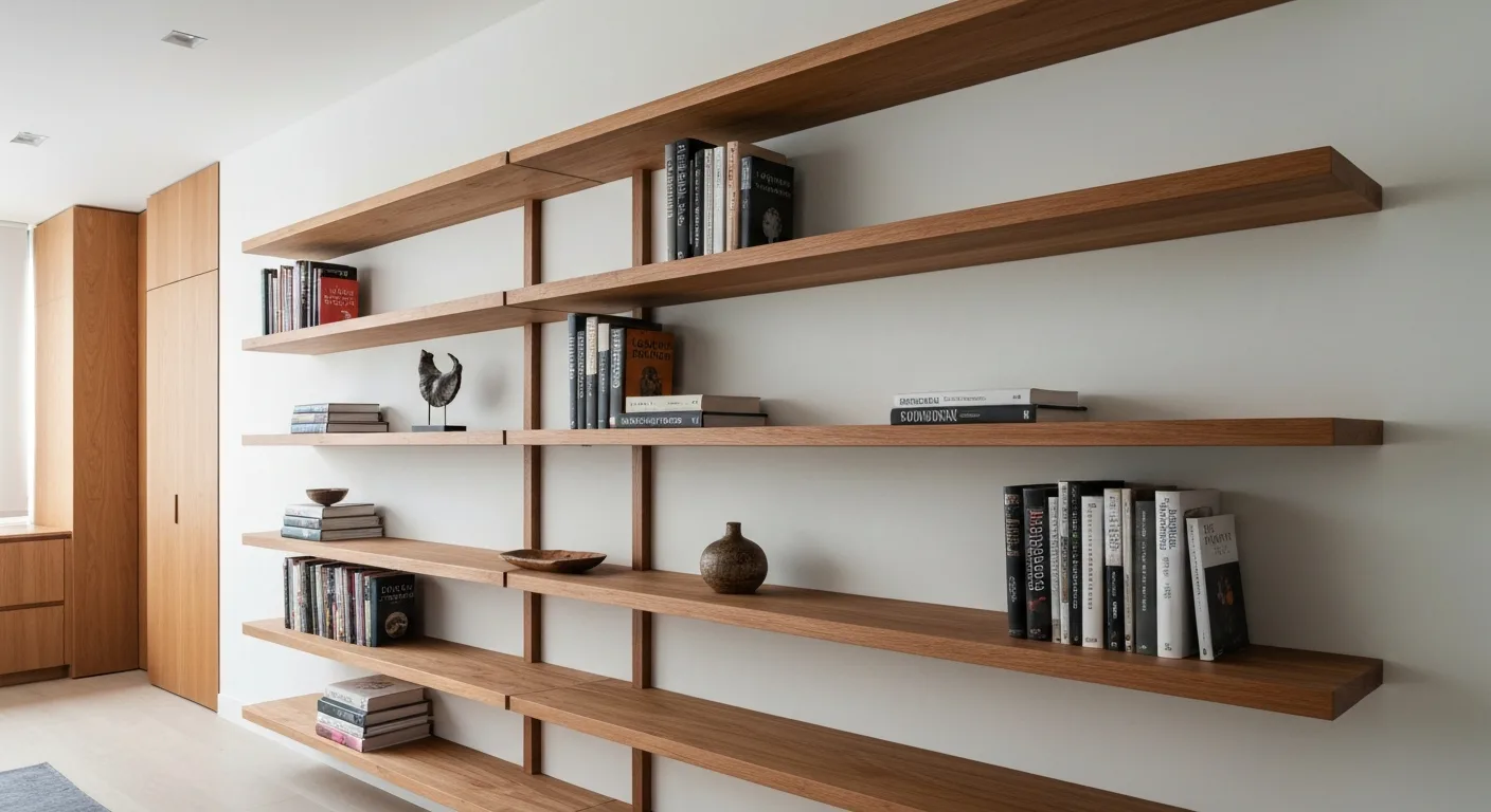 Custom floating wall shelf system