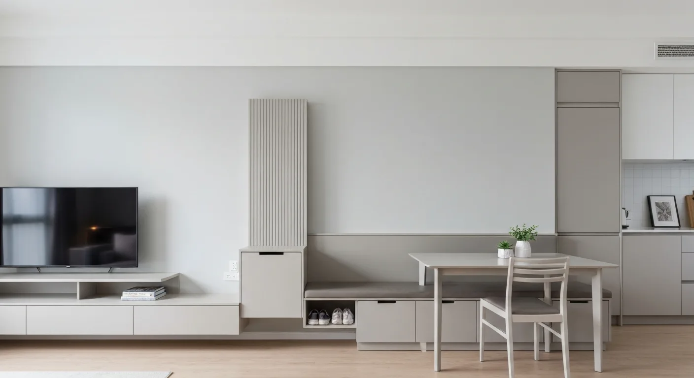 Custom ventilated shoe cabinet at HDB flat entrance