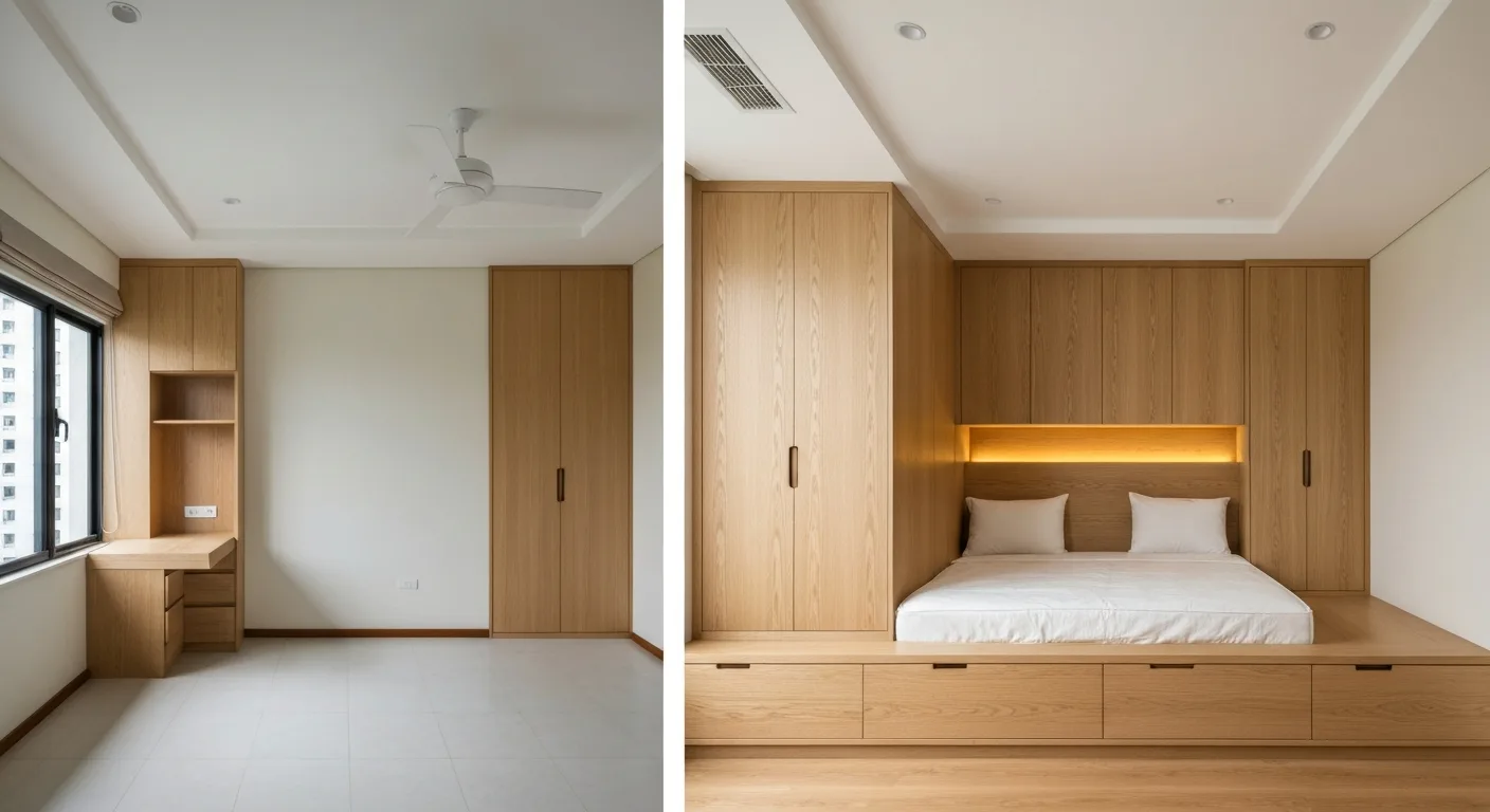 Entryway renovation with custom shoe cabinet and hallway storage