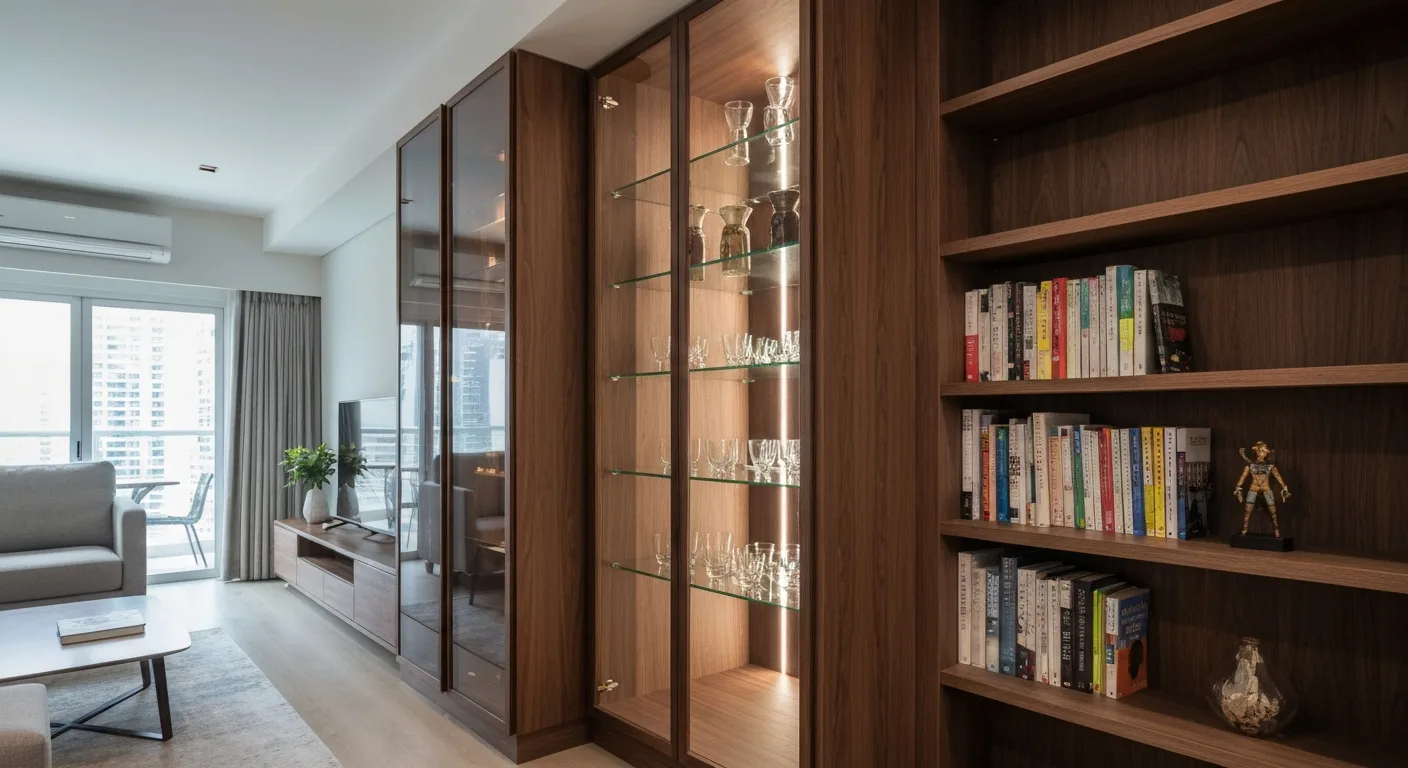 Custom display cabinet with LED lighting