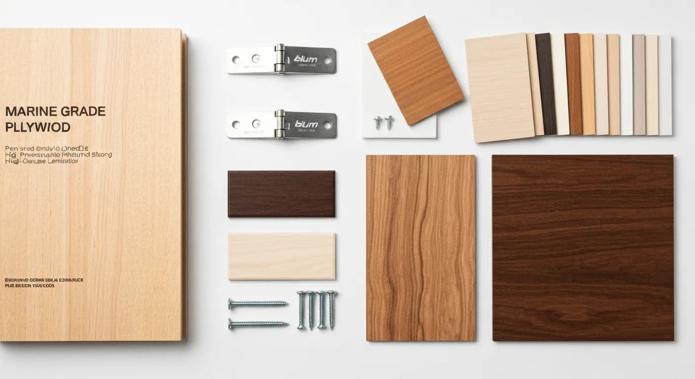 Premium carpentry materials and hardware samples