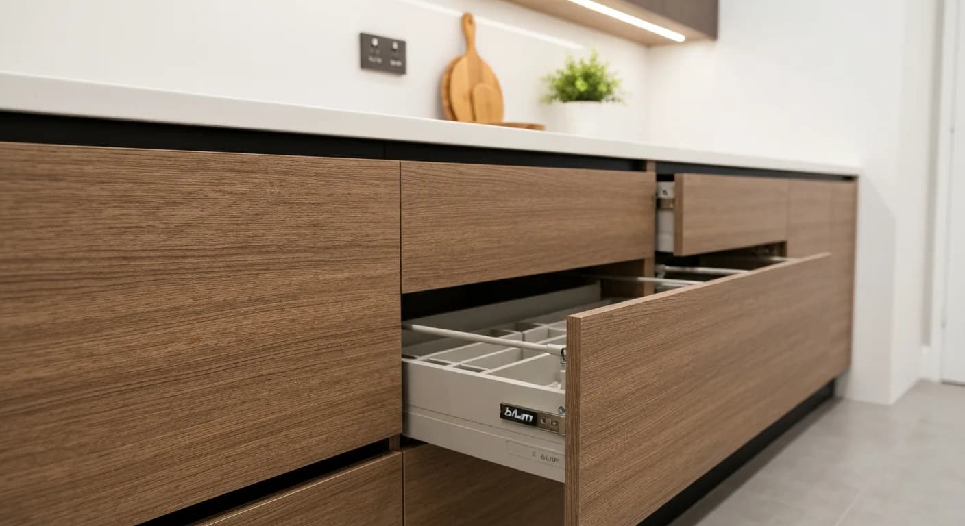 Premium custom kitchen cabinets with soft-close Blum hinges